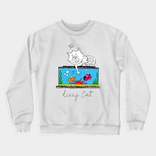 Dizzy Cat playing games with tropical fish Crewneck Sweatshirt